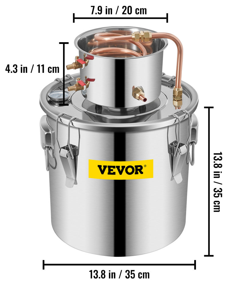 Alcohol Still Water Alcohol Distiller Copper Tube With Circulating Pump, 8 Gallon