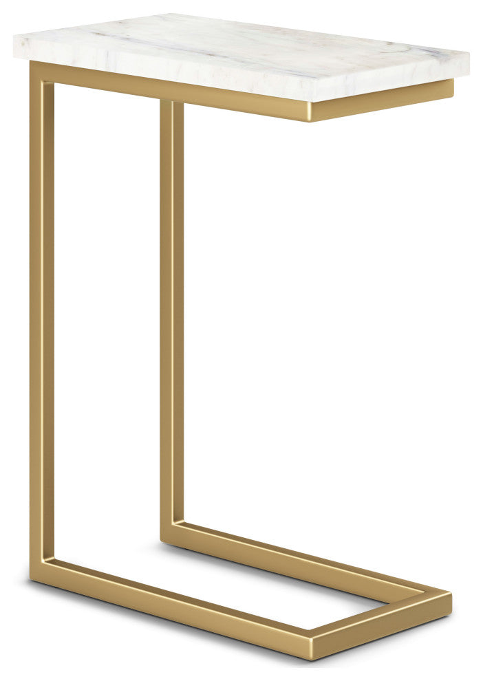 Skyler C Side Table With Marble Top, Marble Top/ Gold