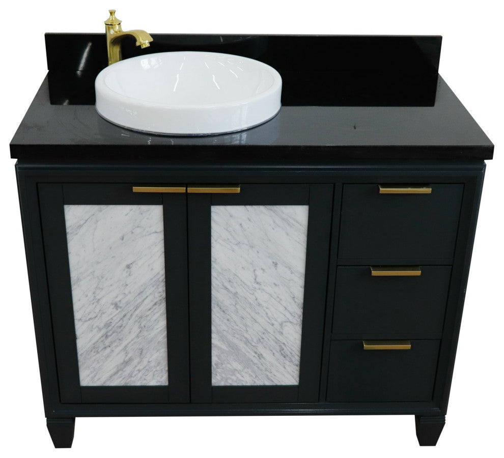 43" Single Vanity, Dark Gray Finish With Black Galaxy