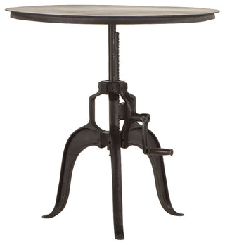 Artezia 30-Inch Adjustable Crank Iron Side Table with Matte Black Finish