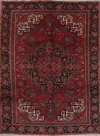 Consigned, Vintage Oriental Handmade Persian Low Pile Carpet, Red, 10'7"X7'4"