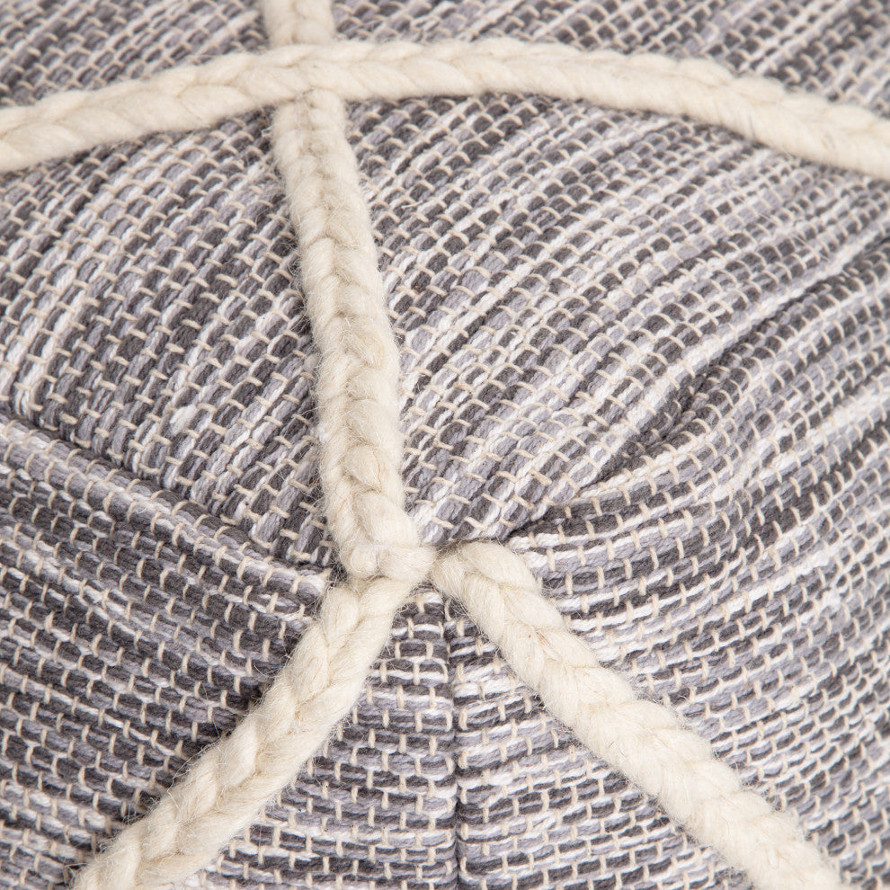 Kirkwood Cityscape 22" x 22" x 16" Gray and Ivory Pouf