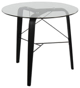Trilogy Round Dinette Table, Black Wood, Clear Glass