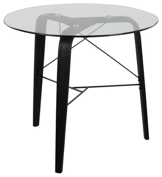 Trilogy Round Dinette Table, Black Wood, Clear Glass