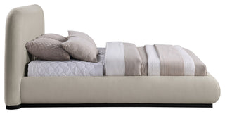Vaughn Bed, Beige, Full, Chenille Fabric, Black Finish