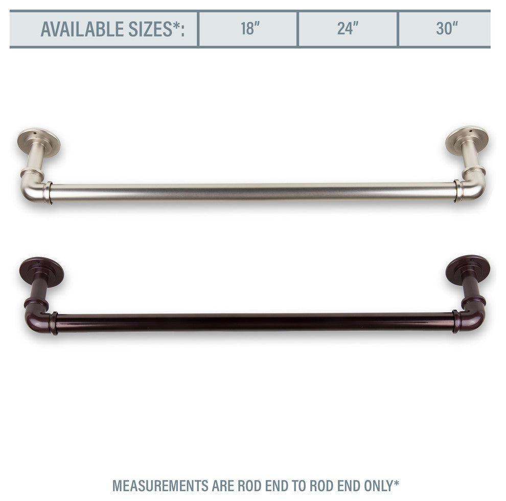 Industrial Pipe Design Towel Rack, Satin Nickel, 24"
