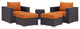 Modway Convene 5 Piece Outdoor Patio Sectional Set, Espresso Orange