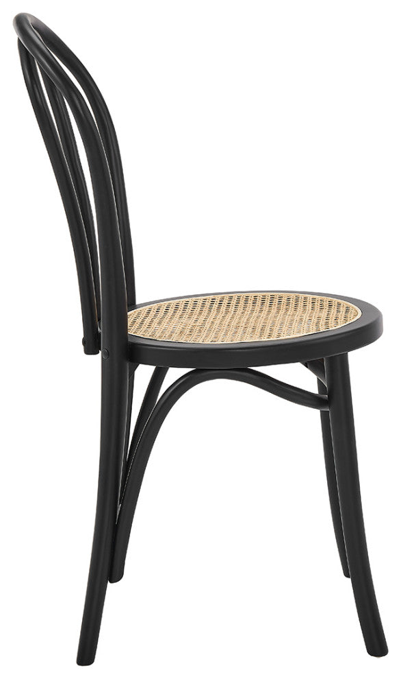Marko Side Chair, Matte Black With Natural Seat