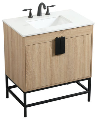 Home Living 19" Modern Mango Wood-Light Bathroom Vanity