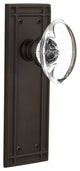 Mission Plate Passage Oval Clear Crystal Glass Knob, Oil Rubbed Bronze