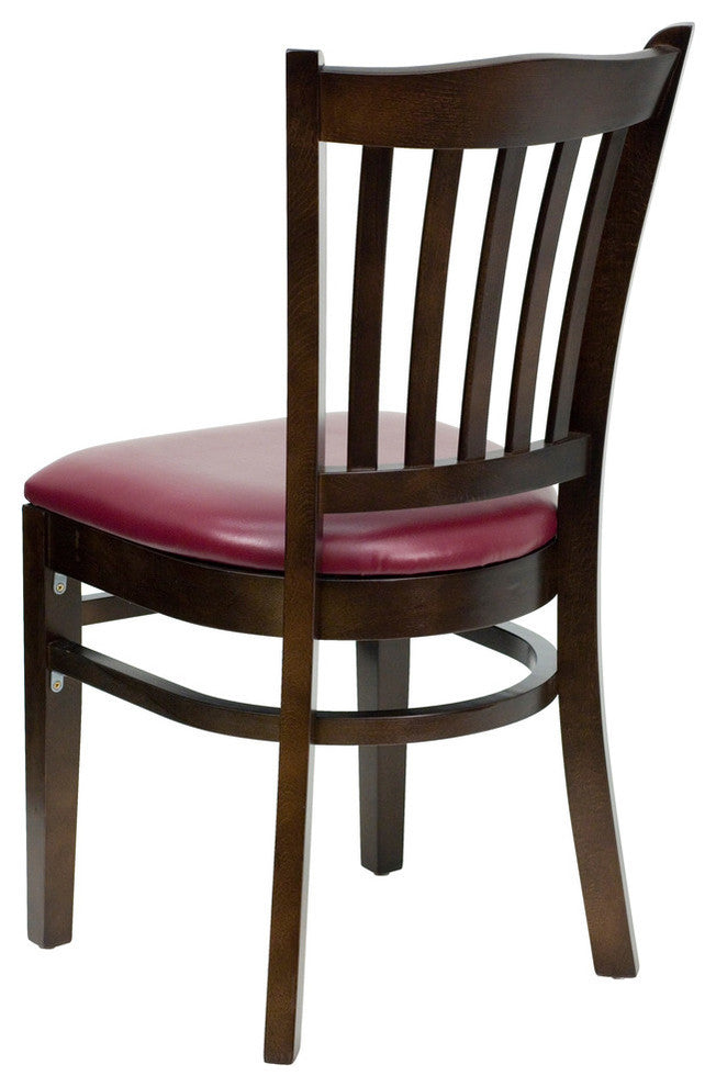 Flash HERCULES Series Walnut Finished Vertical Slat Back Wooden Restaurant Chair