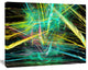 Green Yellow Magical Fractal Pattern, Oversized Abstract Canvas Wall Art, 60x40