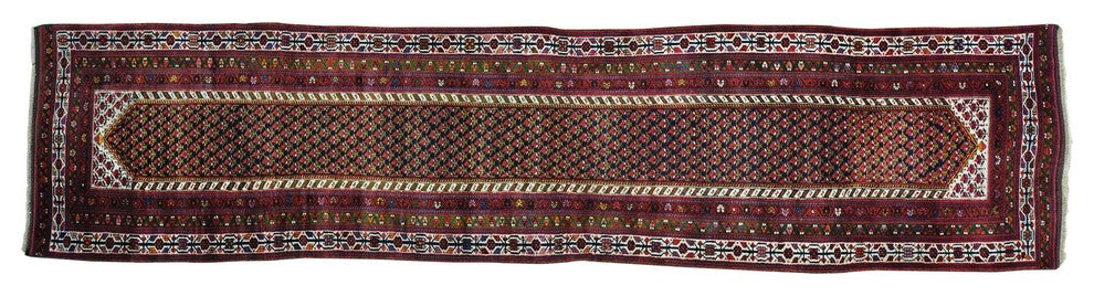 Consigned 3'2"x13'10" Persian Northwest Boteh Design Runner Handmade Rug