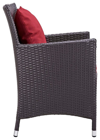 Convene 3 Piece Set Outdoor Patio with Fire Pit Espresso Red