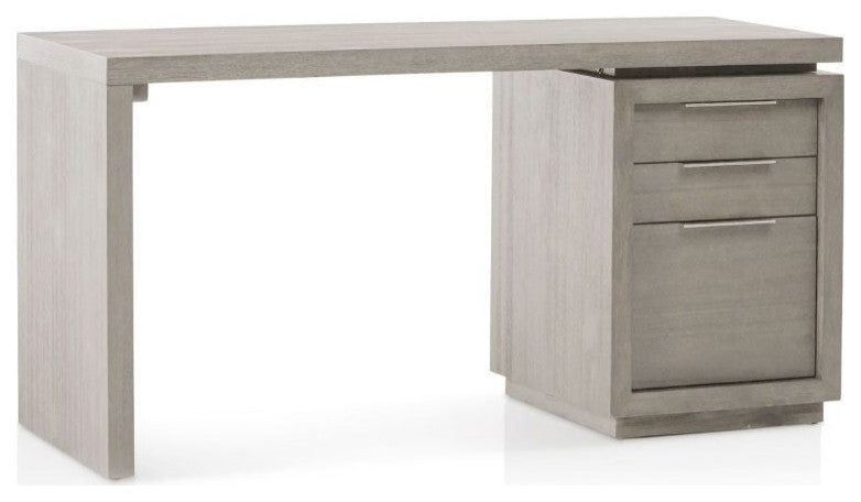 Modus Oxford 3-Drawer Single Pedestal Desk, Mineral