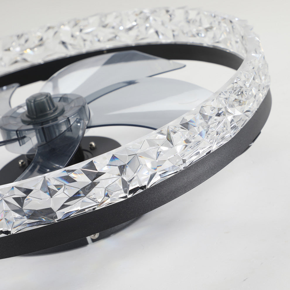 20 in. W x 6 in. H Iron Ceiling Fan in Black with Dimmable LED Lights