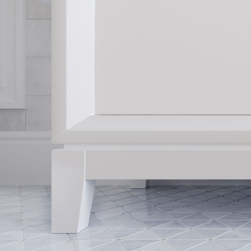 The Ezra Bathroom Vanity, Pure White, 72", Double Sink, Freestanding