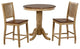 3-Piece 36" Round Pub Table Set With Slat Back Stools, Counter Height Dining