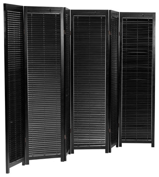 6' Tall Adjustable Shutter Room, Black, 6 Panel
