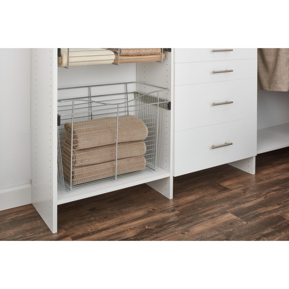 Closet Basket for Custom Closet Systems, Chrome, 24Wx16Dx18H"