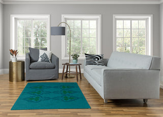 Fancy Leaves Soft Chenille Area Rug, Teal, 4'x6'