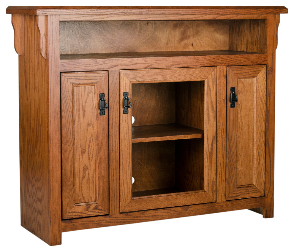 50" Wide Mission Tall Entertainment Console, Persimmon Oak