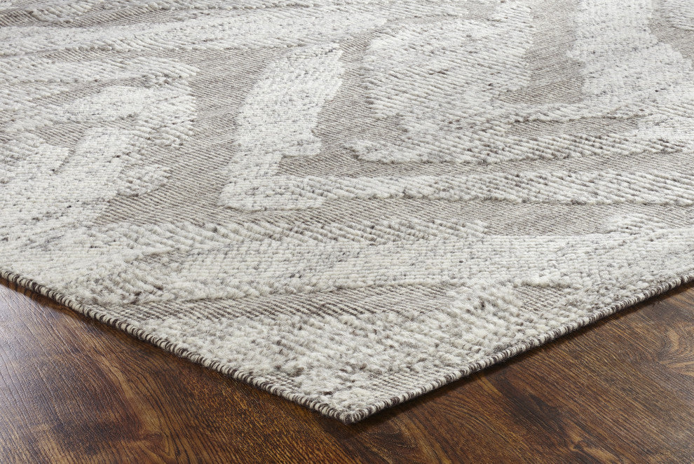 Ivory Contemporary Geometric Transitional High-Low Area Rug