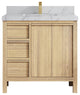 Elizabeth Oak 36" Center Sink Vanity, White 2" Venatino Quartz
