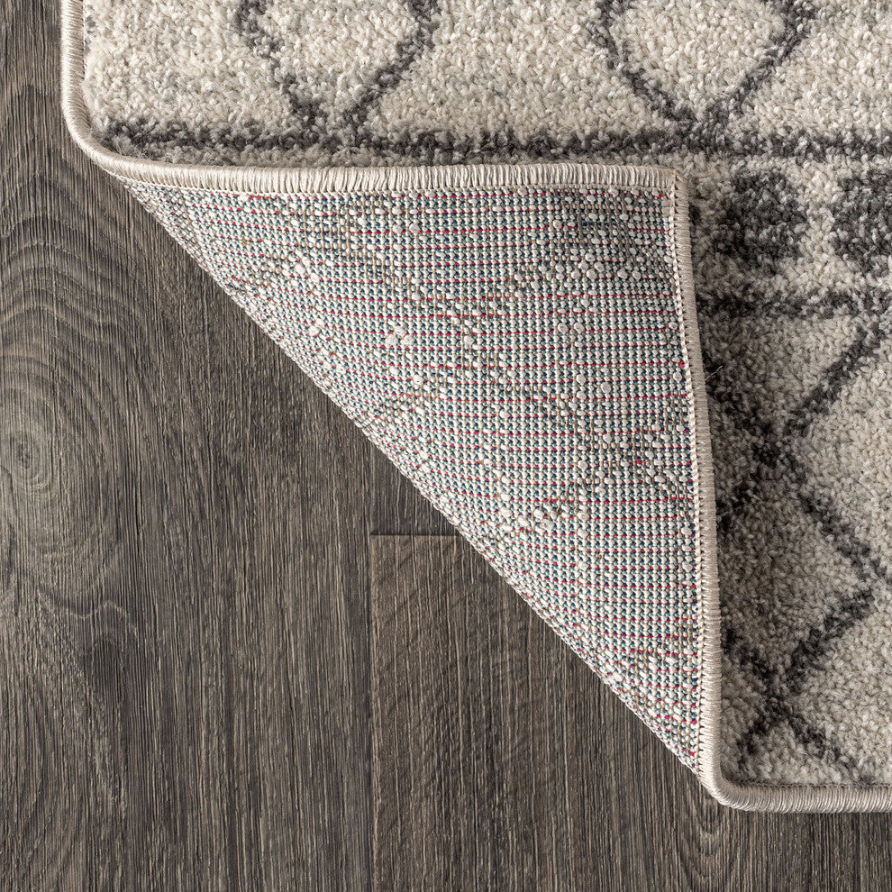 Izil Moroccan Beni Souk Area Rug, Cream/Gray, 5 X 8