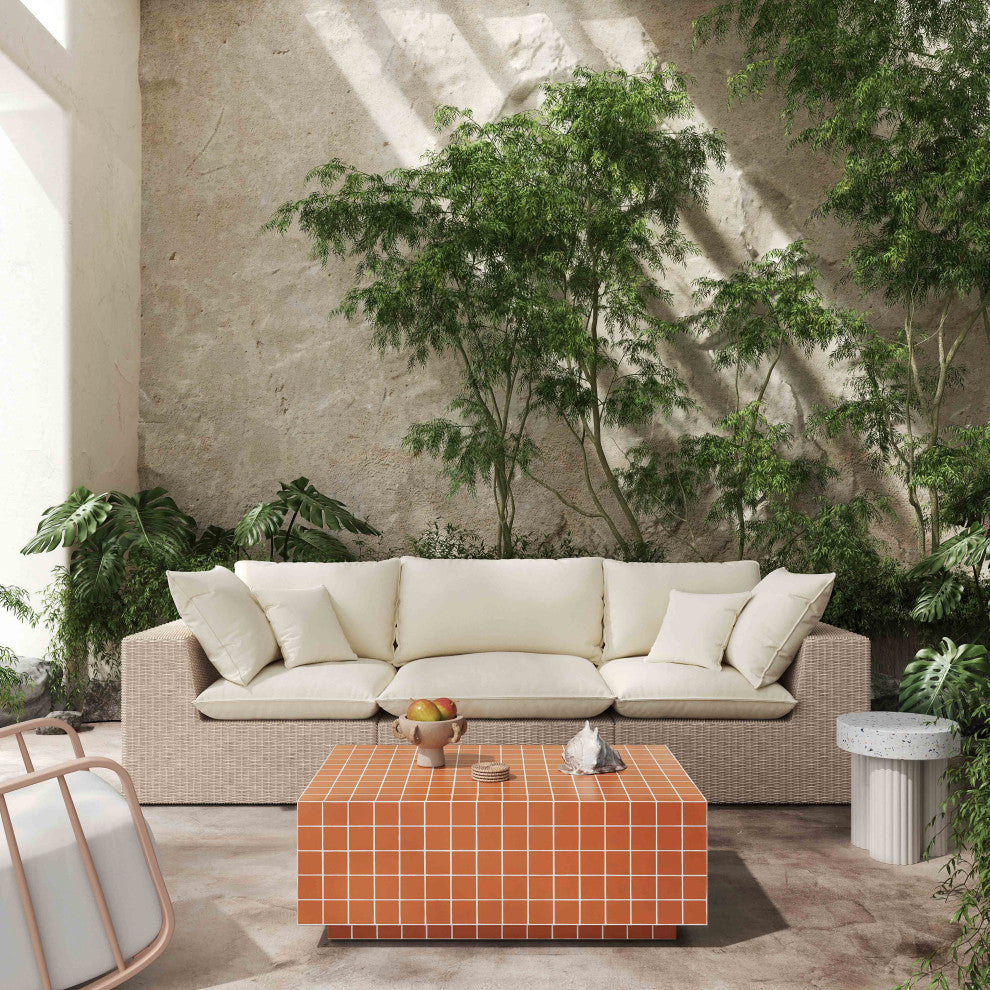 Mixie Taupe Tile Indoor / Outdoor Coffee Table, Brick Orange