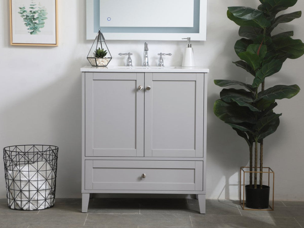 30" Single Bathroom Vanity, Gray