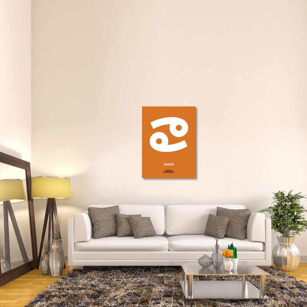 "Cancer Zodiac Sign White on Orange" Fine Art Print