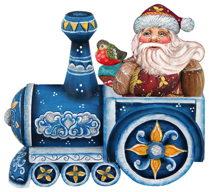 Train Riding Santa, Wooden Decorative Door Hanger