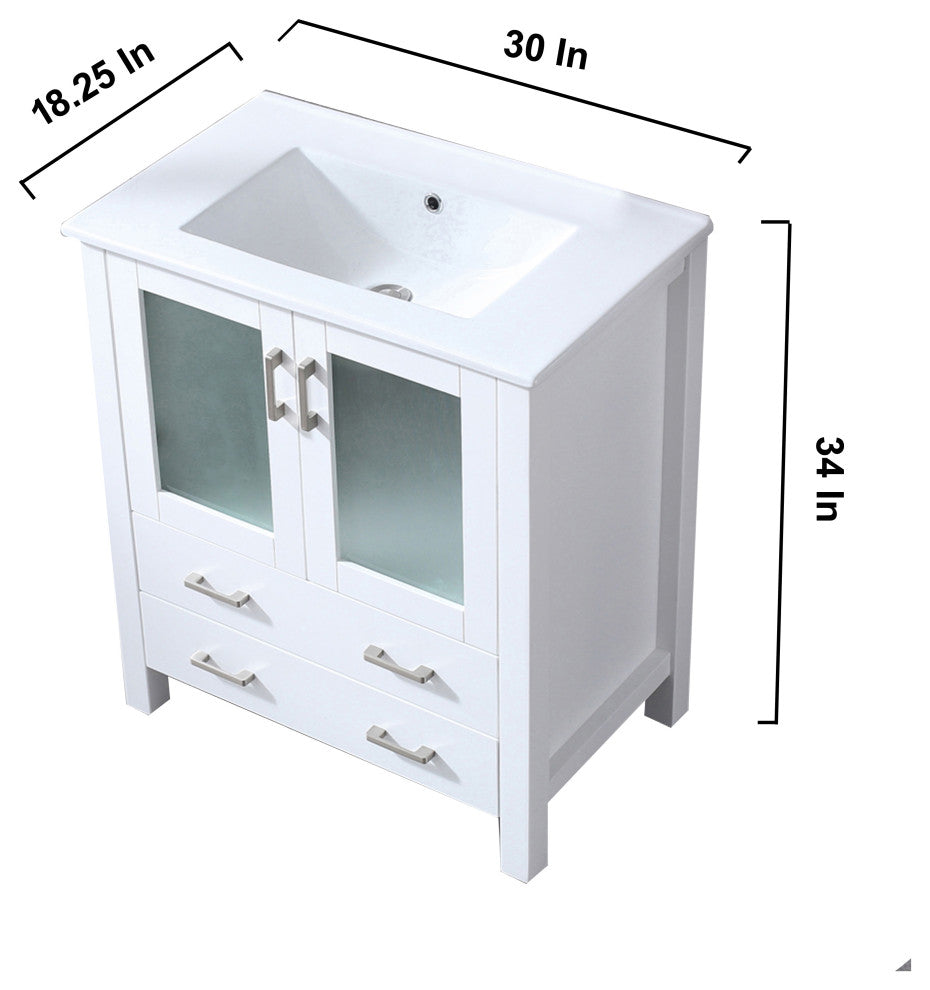 Volez 30" Single Bathroom Vanity Cabinet Integrated Top Integrated Square Sink