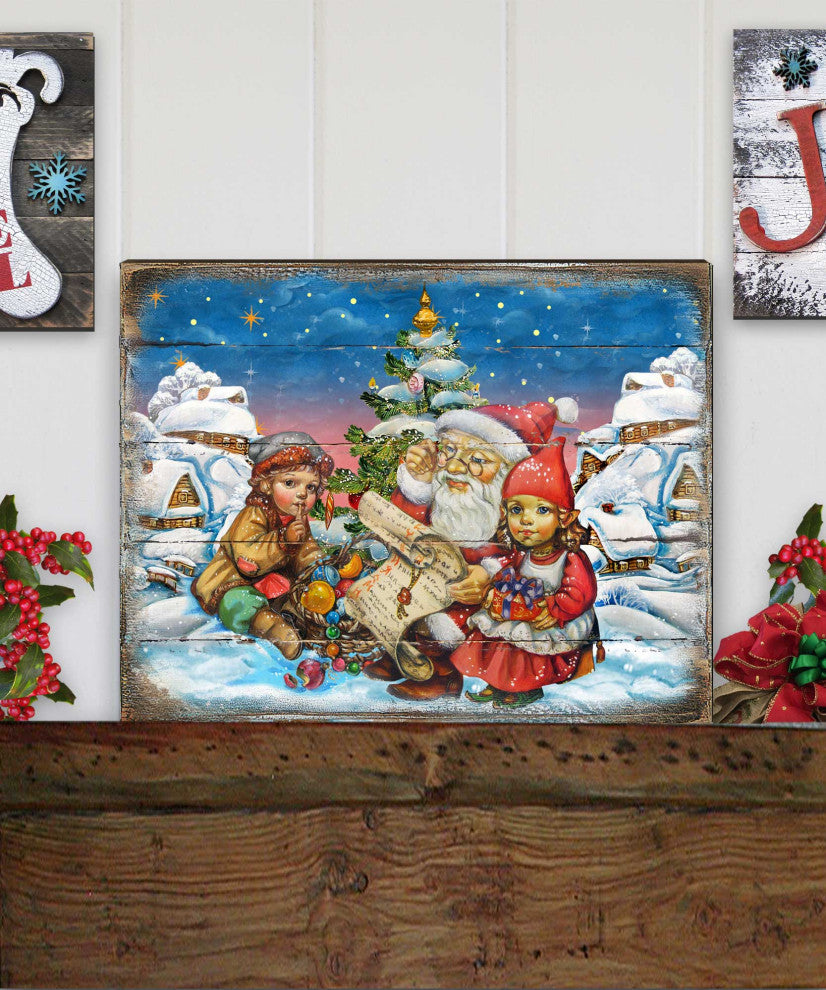 Vintage Christmas Santa Wooden Wall Art, Petite 7.5x5.5