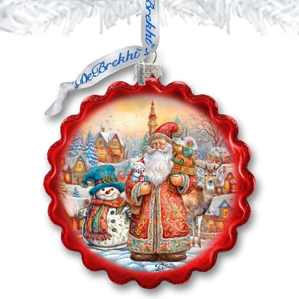 Merry Christmas Wreath Glass Ornament