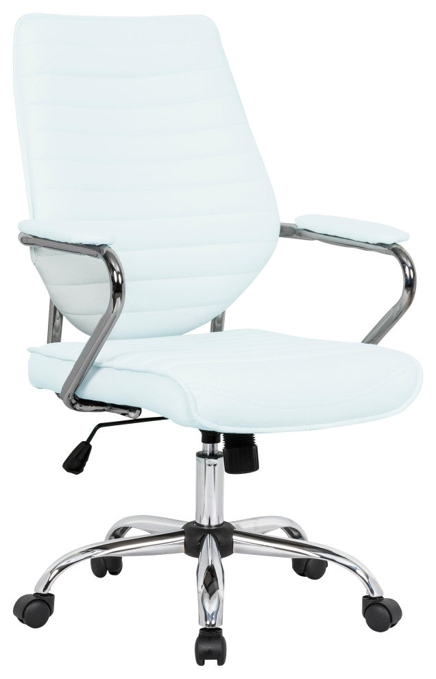 LeisureMod Winchester Home Leather Office Chair, White