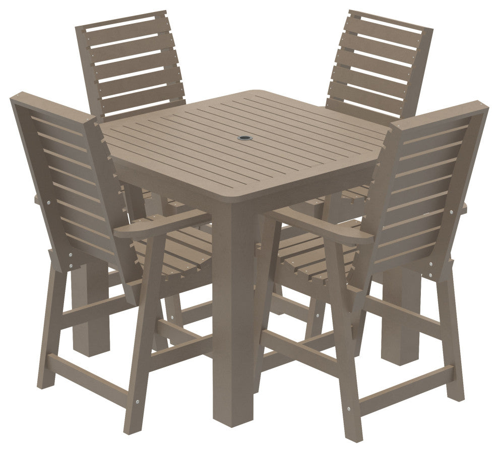 Glennville 5-Piece Square Counter Dining Set, Weathered Acorn, Woodland Brown