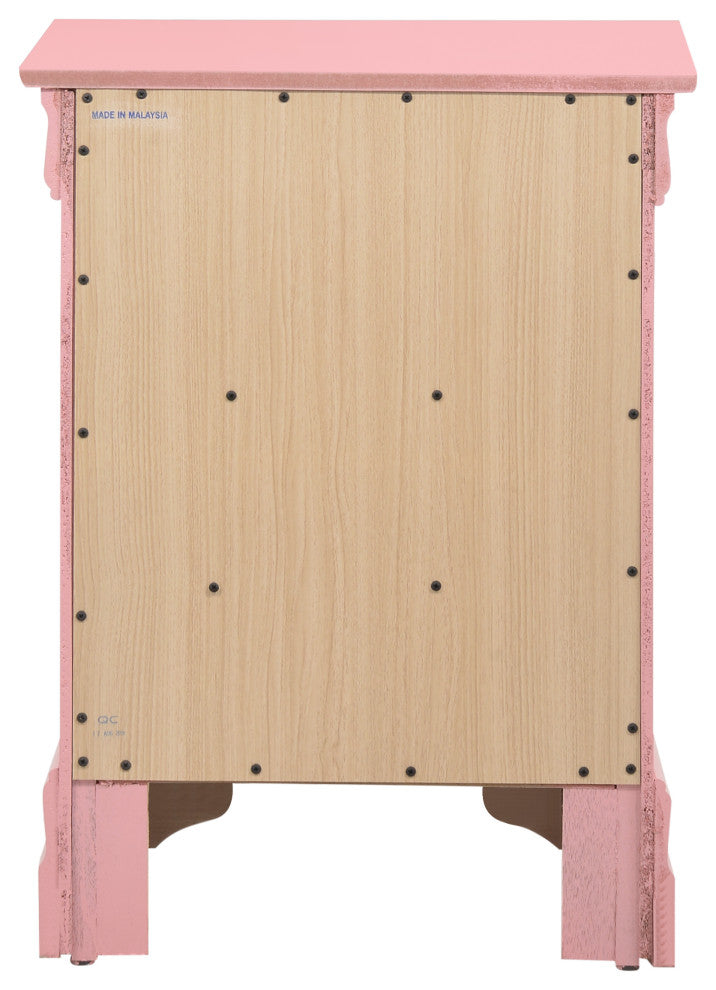 Louis Phillipe 3-Drawer Nightstand, Pink