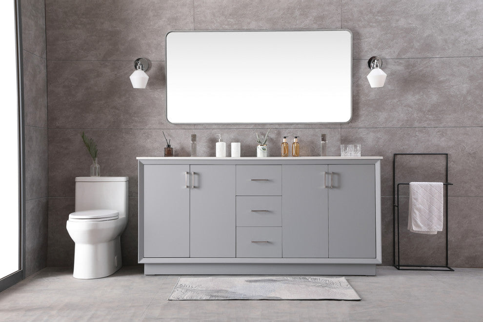 72" Double Bathroom Vanity, Grey