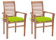 Vidaxl Dining Chairs, Set of 2, With Bright Green Cushions Solid Teak Wood