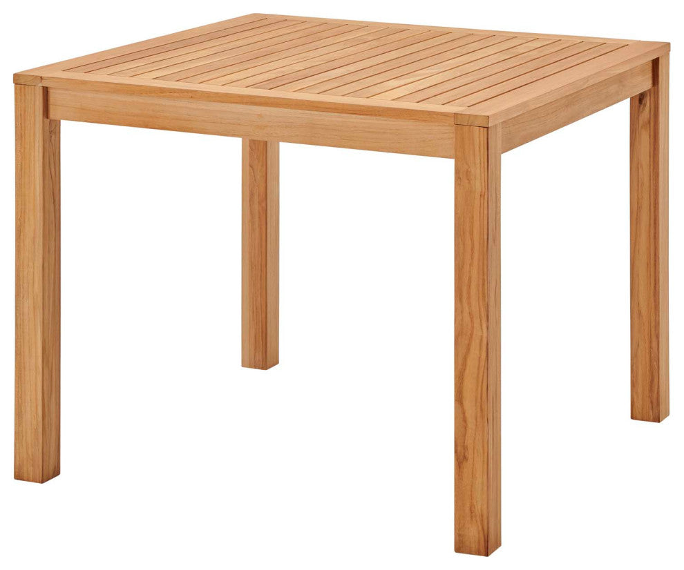 Side Dining Chair and Table Set, Wood, Brown Natural Taupe Gray, Modern, Outdoor