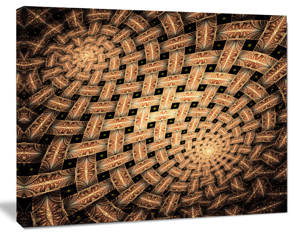 Symmetrical Brown Fractal Flower, Abstract Wall Art Canvas, 40x30