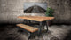 Crescent Industrial Dining Bench - Adjustable Iron Base - Hardwood Seat