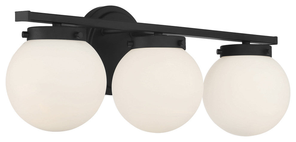 3-Light Bathroom Vanity Light, Matte Black