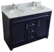 48" Double Sink Vanity, Blue Finish With White Carrara Marble And Oval Sink