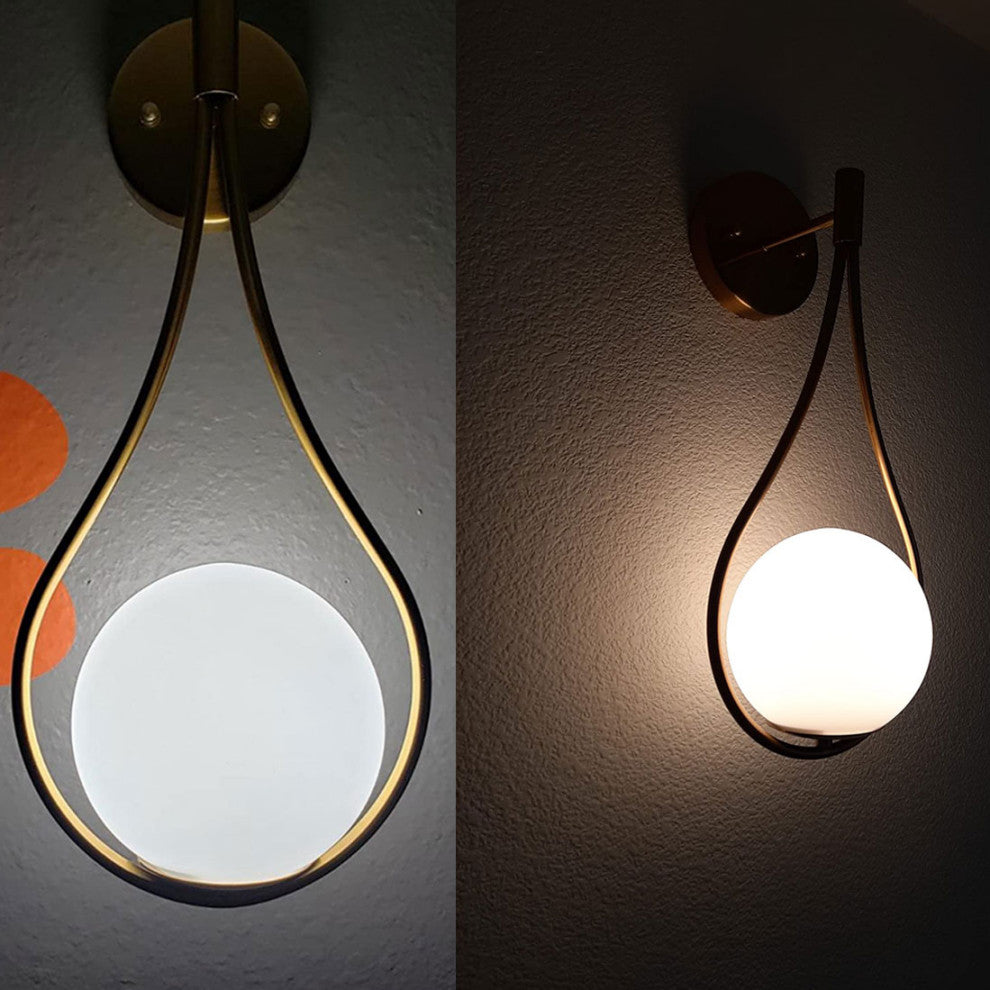 Modern Globe Wall Sconce Bath Vanity Wall Light Fixture Brass Finish, 2-Pack