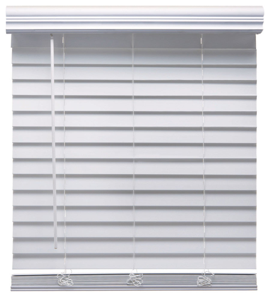Linen Avenue Custom Cordless Faux Wood Blind , 35 W x 48 H Outside Mount