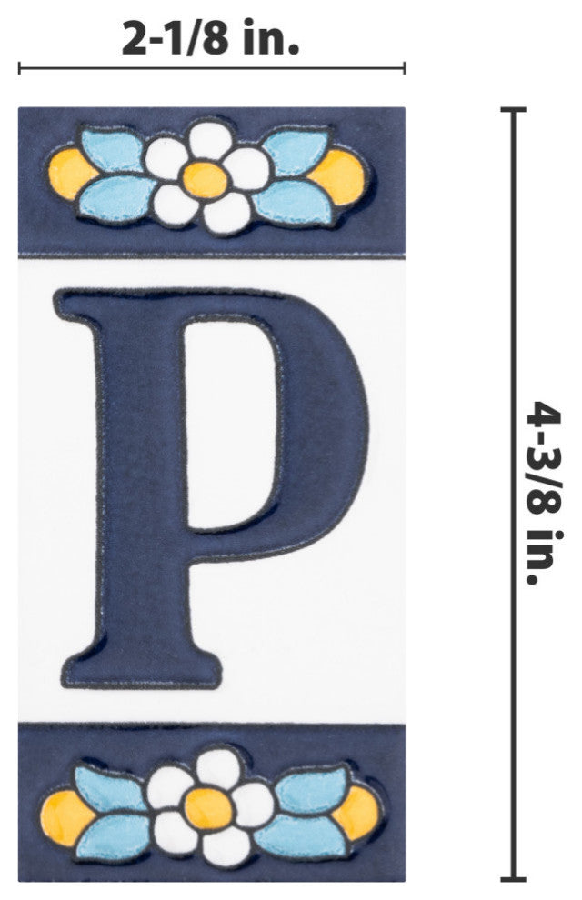 Sevillano Flora Letters 2-1/8 in. x 4-3/8 in. Ceramic Wall Tile, P