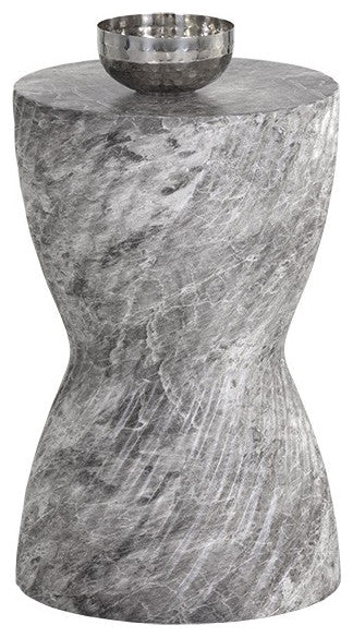 Cara End Table, Marble Look, Gray